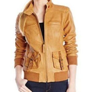 Lucky Brand sunset leather bomber Small tan